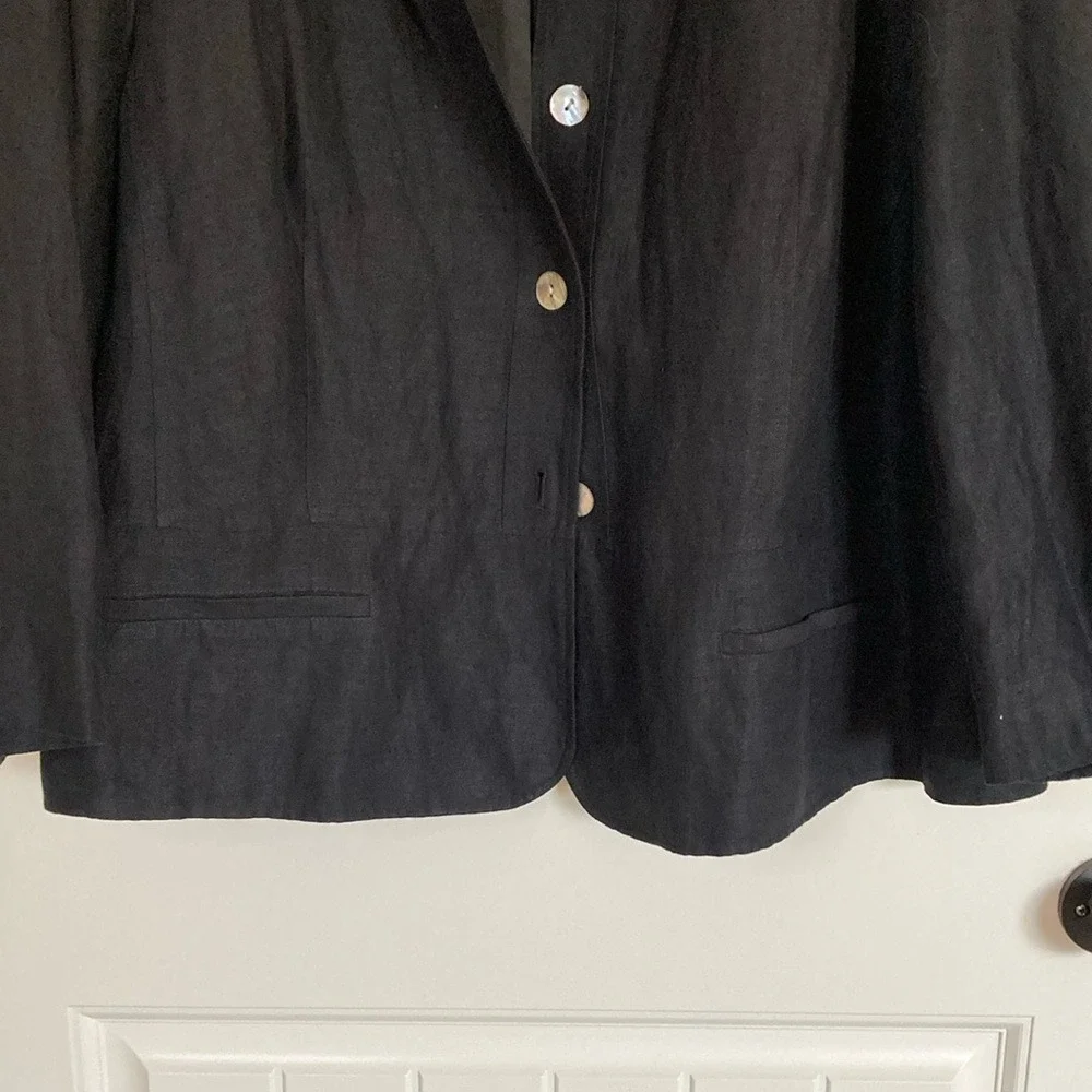 Covington Womens Linen Blend Button Front Blazer Size 26W‎ Black Classic Career